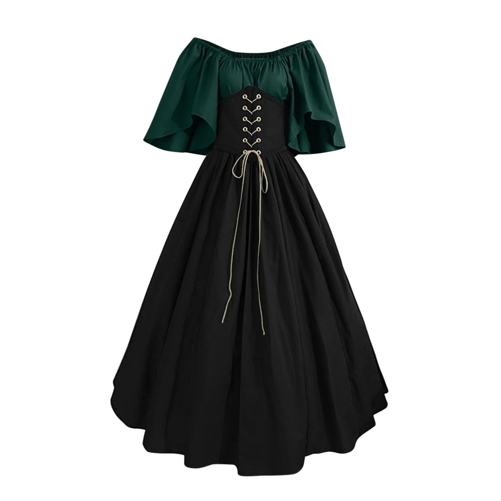 UPPADA Womens Renaissance Faire Dresses Medieval Irish Traditional plus Size Dresses Ruffle over Dress Corset Retro Cosplay Gown